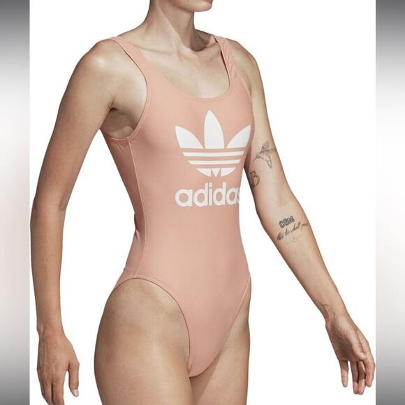 Adidas Swim Trefoil Light Pink Sleeveless One Piece Swimsuit Size S‎ - Picture 1 of 12